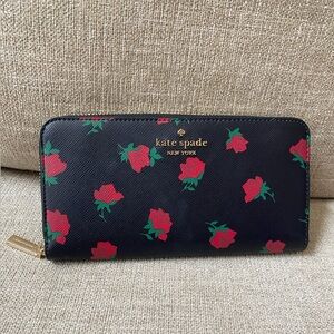Kate Spade Large continental zip wallet Madison ditsy rose toss NWT